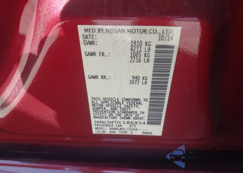 2015 Nissan Altima 2.5 from USA, damaged, VIN 1N4AL3AP7FC186934